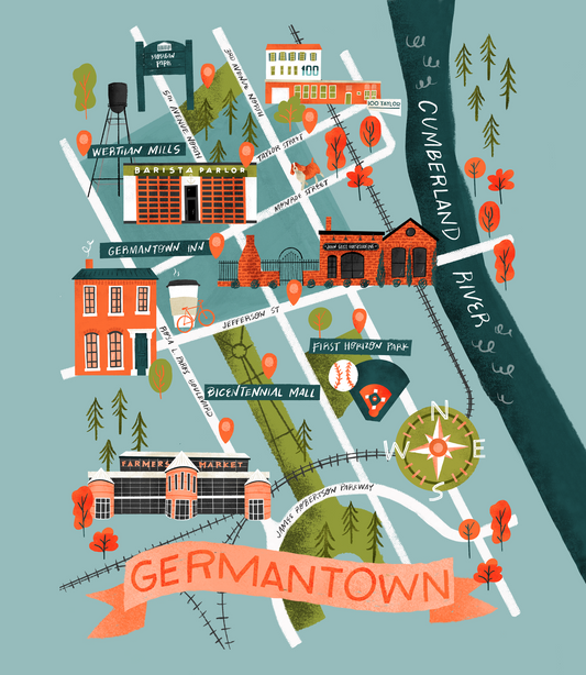 Germantown Map Postcard
