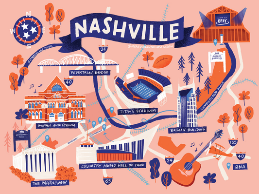 Nashville Map Postcard